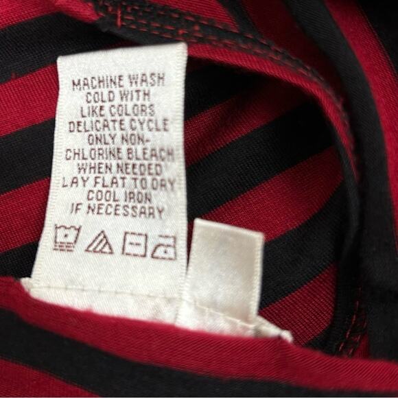 Max Studio Knit Dress Red Navy Blue Stripe Bandeau Panels Stretchy Size M - Picture 5 of 9